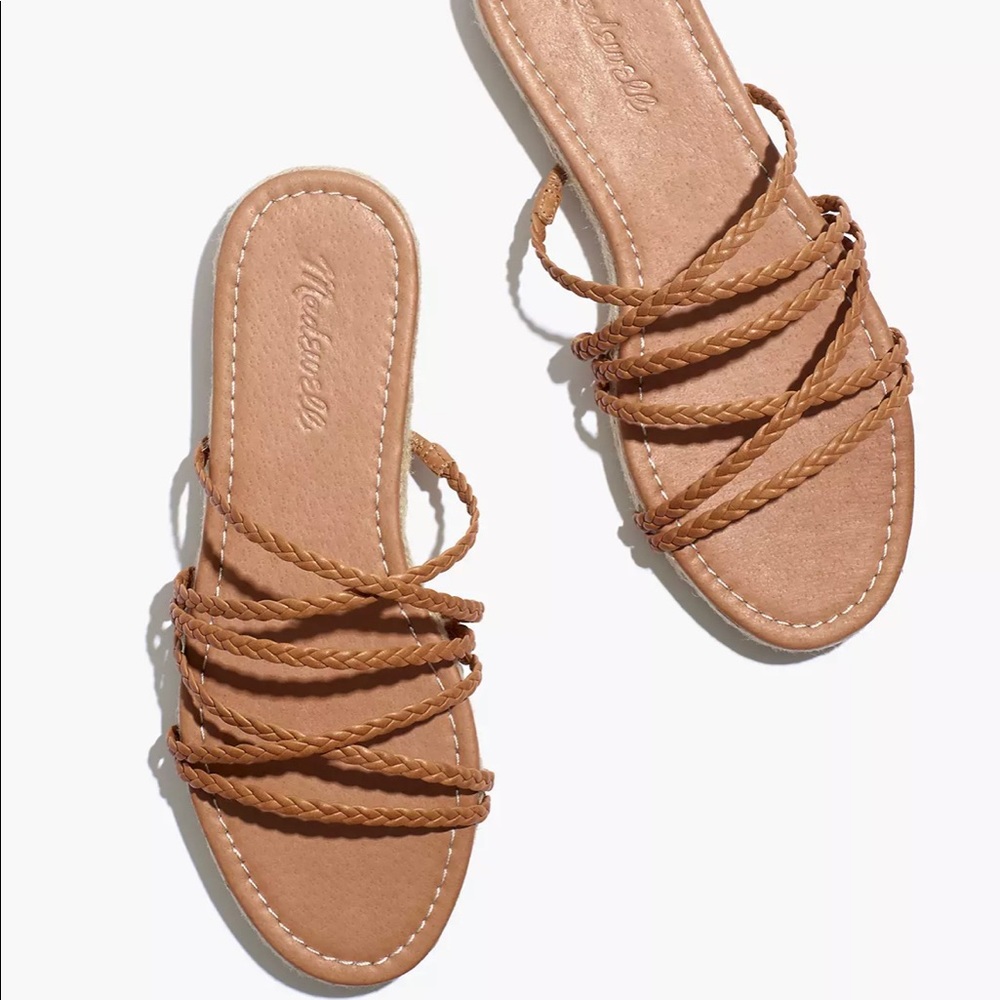 New Madewell The Kathryn Espadrille Leather Slide Sandals